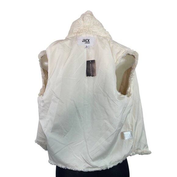 Jack By BB Dakota Faux Fur Drape Vest Cream Sleeveless Womens S - New - Picture 4 of 9